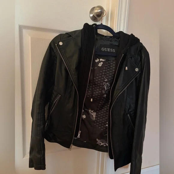 GUESS Black Leather Jacket for Women - Picture 2 of 5